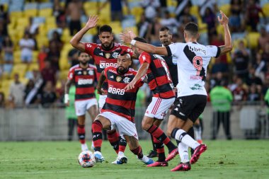 Rio, Brezilya - 13 Mart 2023, Maracana Stadyumu 'nda oynanan Carioca Şampiyonası yarı final karşılaşmasında Flamengo ile Vasco da Gama arasındaki maçta Vidal oyuncusu