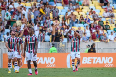 Rio, Brezilya - 18 Mart 2023, Maracana Stadyumu 'nda oynanan Carioca Şampiyonası yarı final karşılaşmasında Fluminense ile Volta Redonda arasında oynanan maçta Alman Cano oyuncusu