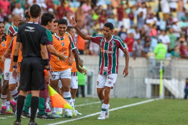 Rio, Brezilya - 18 Mart 2023, Alexsander Fluminense ile Volta Redonda arasındaki maçta Maracana Stadyumu 'nda Carioca Şampiyonası' nın yarı final turunda