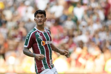 Rio, Brezilya - 18 Mart 2023, Maracana Stadyumu 'nda oynanan Carioca Şampiyonası yarı final karşılaşmasında Fluminense ile Volta Redonda arasında oynanan maçta Alman Cano oyuncusu