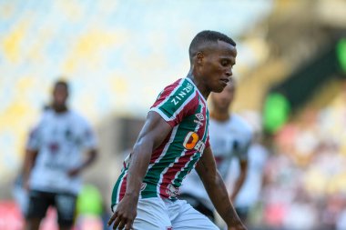 Rio, Brezilya - 18 Mart 2023, John Arias Fluminense ile Volta Redonda arasındaki maçta Maracana Stadyumu 'nda Carioca Şampiyonası' nın yarı final turunda