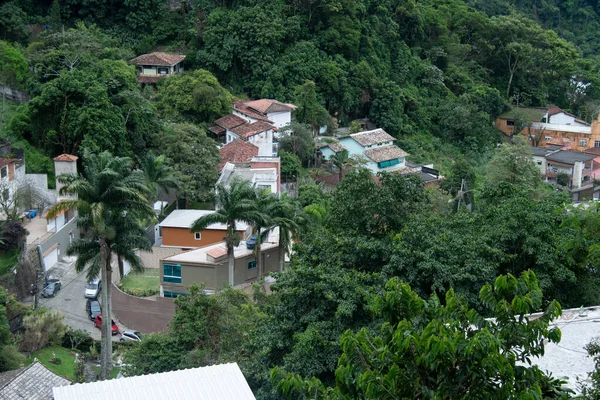 Rio Brasil Novembro 2022 Residências Área Montanhosa Com Floresta Redor — Fotografia de Stock