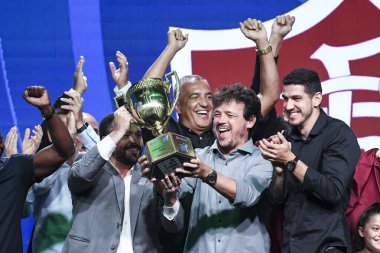 Rio, Brezilya - 10 Nisan 2023, Fluminense takımı 2023 Carioca Şampiyonası 'nda eyalet şampiyonluğu kupasını kazandı.