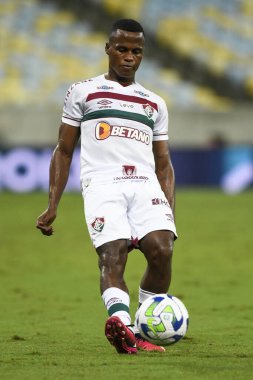 Rio, Brezilya - 12 Nisan 2023, Maracana Stadyumu 'nda Fluminense ve Paysandu arasında oynanan maçta John Arias