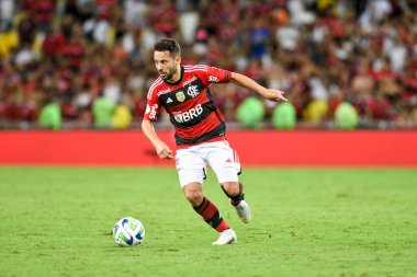 Rio, Brezilya - 30 Nisan 2023, Everton Pereira Flamengo ile Botafogo arasında oynanan maçta Brezilya Şampiyonası, Maracana Stadyumu 'nda 3. tur