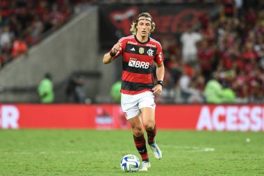 Rio, Brezilya - 30 Nisan 2023, David Luiz Flamengo ile Botafogo arasında oynanan maçta Brezilya Şampiyonası, Maracana Stadyumu 'nda 3. tur
