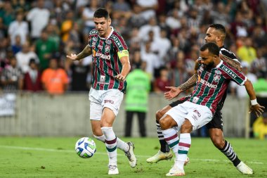 Rio, Brezilya - Mayıs 06, 2023, Nino, Samuel Xavier ve Alex Teixeira Fluminense ile Vasco arasında oynanan maçta Brezilya Şampiyonası, 4. tur Maracana Stadyumu