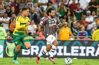 Rio, Brezilya - 13 Mayıs 2023, Marcelo oyuncusu Fluminense ile Cuiaba arasındaki maçta Brezilya Şampiyonası, 6. raunt Maracana Stadyumu
