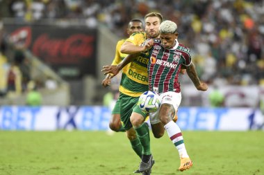 Rio, Brezilya - 13 Mayıs 2023, John Kennedy Fluminense ile Cuiaba arasındaki maçta Brezilya Şampiyonası 6. raundda Maracana Stadyumu 'nda