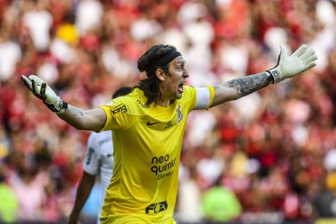 Rio, Brezilya - 21 Mayıs 2023, Maracana Stadyumu 'nda oynanan karşılaşmada Cassio oyuncusu Brezilya Şampiyonası' nda Flamengo ve Corinthians arasında oynanacak.