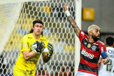 Rio, Brezilya - 21 Mayıs 2023, Cassio ve Gabi arasında Brezilya Şampiyonası 'nda oynanan Flamengo-Corinthians maçı, Maracana Stadyumu' nda yedinci raunt.