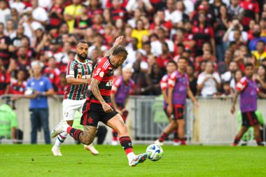 Rio, Brezilya - 16 Temmuz 2023, Everton Cebolinha Fluminense ile Flamengo arasında oynanan maçta Brezilya Kupası 'nın 15. turu, Maracana Stadyumu