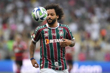 Rio, Brezilya - 16 Temmuz 2023, Maracana Stadyumu 'nda Fluminense ile Flamengo arasında oynanan maçta Marcelo oyuncusu