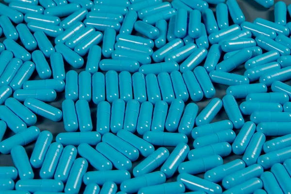 Blue Antibiotic Capsule Pills Texture Pharmaceutical Production Global Health Resistance — Stock Photo, Image