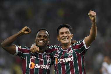 Rio, Brezilya - 19 Ağustos 2023, John Arias ve Alman Cano oyuncuları Fluminense ile Amerika MG arasında oynanan maçta Brezilya 'nın 20. turu Maracana Stadyumu' nda oynanacak.
