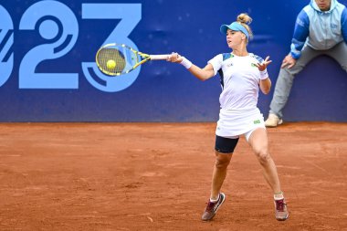 Santiago, Şili, 27 Ekim 2023, Laura Pigossi 2023 Pan Amerikan Oyunları sırasında Santiago de Şili 'de çeyrek final maçında