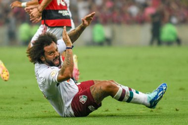 Rio, Brezilya - 11 Kasım 2023, Marcelo oyuncusu, Maracana Stadyumu 'nda oynanan 34. turda Flamengo ve Fluminense arasındaki maçta