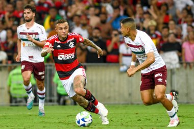 Rio, Brezilya - 11 Kasım 2023, Everton Cebolinha, Brezilya 'nın Maracana Stadyumu' nda oynanan 34. Raundda Flamengo ile Fluminense arasındaki maçta