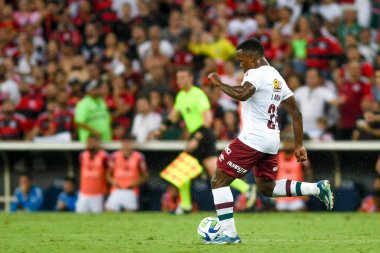 Rio, Brezilya - 11 Kasım 2023, Maracana Stadyumu 'nda oynanan 34. turda Flamengo ve Fluminense arasındaki maçta John Arias