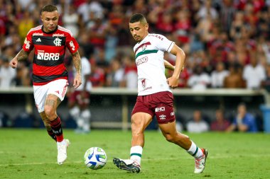 Rio, Brezilya - 11 Kasım 2023, Everton Cebolinha, Brezilya 'nın Maracana Stadyumu' nda oynanan 34. Raundda Flamengo ile Fluminense arasındaki maçta