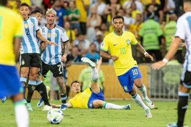 Rio, Brezilya - 21 Kasım 2023, Maracana Stadyumu 'nda oynanan FIFA Dünya Kupası elemelerinde Brezilya x Arjantin arasında oynanan maçta Rodrygo oyuncusu