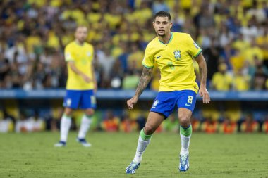 Rio, Brezilya - 21 Kasım 2023, Bruno Guimaraes Maracana Stadyumu 'ndaki FIFA Dünya Kupası elemelerinde Brezilya x Arjantin arasında oynanan maçta