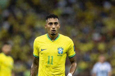 Rio, Brezilya - 21 Kasım 2023, Maracana Stadyumu 'nda oynanan FIFA Dünya Kupası elemelerinde Brezilya x Arjantin arasında oynanan maçta Raphinha oyuncusu