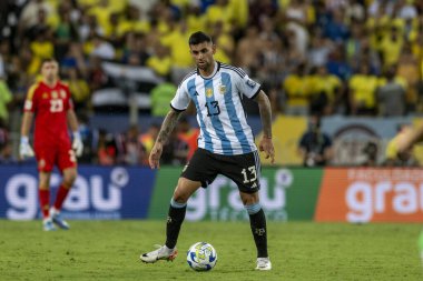 Rio, Brezilya - 21 Kasım 2023, Cristian Romero, Maracana Stadyumu 'nda oynanan FIFA Dünya Kupası elemelerinin altıncı turunda Brezilya x Arjantin maçında