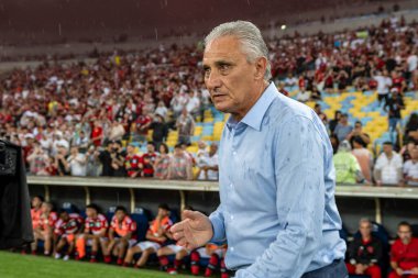 Rio, Brezilya - 23 Kasım 2023, Brezilya Maracana Stadyumu 'nda oynanan 34. turda Flamengo - Bragantino maçında Tite koçu