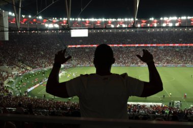 Rio, Brezilya - 23 Kasım 2023, taraftarlar, Flamengo ve Bragantino arasında oynanan maçta Maracana Stadyumu 'nda oynanan 34.