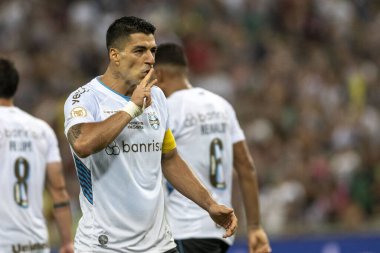 Rio, Brezilya - Aralık, 06 2023, Maracana Stadyumu 'nda Fluminense ile Gremio arasında oynanan maçta Suarez oyuncusu