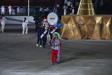 Santiago, Şili - 20 Ekim 2023, 2023 Pan Amerikan Oyunlarının açılış töreni Julio Martinez Pradanos Ulusal Stadyumu, Belice