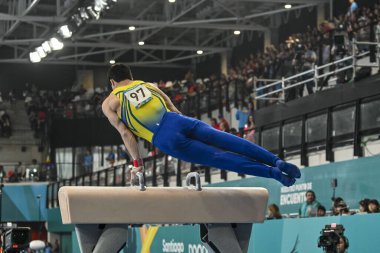 Santiago, Şili, 23 Ekim 2023, Arthur Mariano (BRA) 2023 Pan Amerikan Oyunları 'nda erkek Artistik