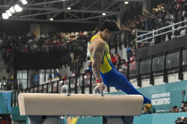 Santiago, Şili, 23 Ekim 2023, Arthur Mariano (BRA) 2023 Pan Amerikan Oyunları 'nda erkek Artistik