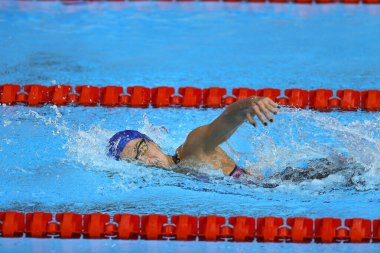 Santiago, Şili, 25 Ekim 2023, Bruna Monteiro Leme (BRA) 2023 Pan Amerikan Oyunları 'nda Kadınlar 200 metre Bireysel Karışıklık sırasında