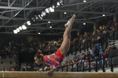 Santiago, Şili, 23 Ekim 2023, Ahtziri Sandoval (MEX) 2023 Pan Amerikan Oyunları 'nda kadın Artistik