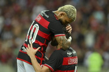 Rio, Brezilya - Şubat, 07 2024, Leo Pereira Flamengo ile Botafogo arasındaki maçta Maracana Stadyumu 'nda oynanan 07. tur Carioca şampiyonasında