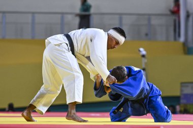 Santiago, Şili, 28 Ekim 2023, Juan Postigos (PER) - Julien Frascadore (CAN) - 2023 Pan Amerikan Oyunları 'nda erkekler -66 kilo