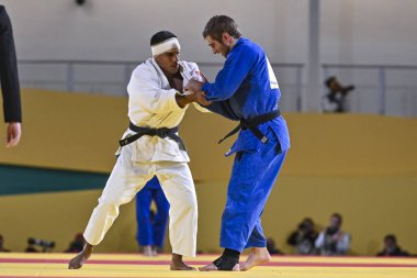 Santiago, Şili, 28 Ekim 2023, Juan Postigos (PER) - Julien Frascadore (CAN) - 2023 Pan Amerikan Oyunları 'nda erkekler -66 kilo