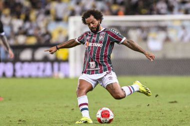 Rio, Brezilya - 14 Şubat 2024, Maracana Stadyumu 'nda oynanan Carioca Şampiyonası' nın 8. raundunda Fluminense ile Vasco arasındaki maçta Marcelo oyuncusu