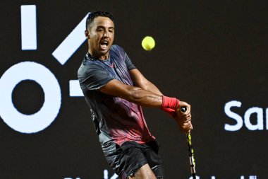 Rio, Brezilya - 19 Şubat 2024: Rio Open 2024 ATP 500 'den Dellien (BOL) ile Rio de Janeiro Jokey Kulübü' nde Norrie (GBR) maçında oyuncu