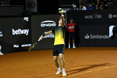 Rio, Brezilya - 19 Şubat 2024: Rio Open 2024 ATP 500 'den Alejandro TABILO (CHI) karşısında Thiago Seyboth (BRA) oyuncusu, Rio de Janeiro Jokey Kulübü' nde