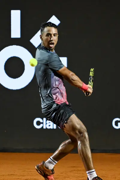 Rio, Brezilya - 19 Şubat 2024: Rio Open 2024 ATP 500 'den Dellien (BOL) ile Rio de Janeiro Jokey Kulübü' nde Norrie (GBR) maçında oyuncu