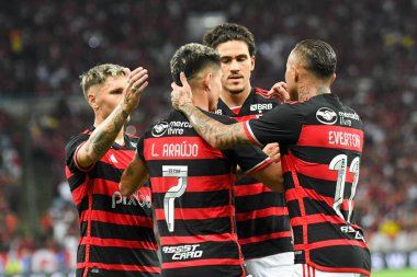 Rio, Brezilya - 20 Şubat 2024, Maracana Stadyumu 'nda oynanan 09. Carioca Şampiyonası' nda, Flamengo-Boavista maçında Pedro oyuncusu