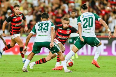 Rio, Brezilya - 20 Şubat 2024, Everton Cebolinha, Maracana Stadyumu 'nda oynanan 09. Carioca Şampiyonası' nda Flamengo ile Boavista arasındaki maçta