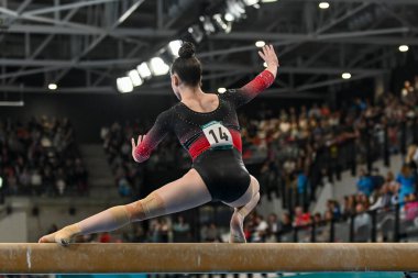 Santiago, Şili, 23 Ekim 2023, Ava Stewart (CAN) 2023 Pan Amerikan Oyunları 'nda kadın Artistik