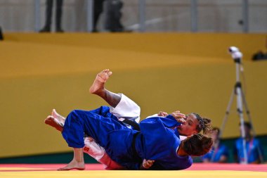 Santiago, Şili, 28 Ekim 2023, Rafaela Silva (BRA) - Judo sırasında Maria Villalba (COL) - Kadınlar -57 kilo - 2023 Pan Amerikan Oyunları 'nda