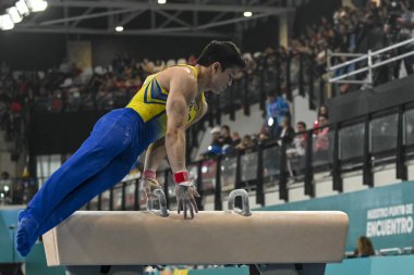 Santiago, Şili, 23 Ekim 2023, Arthur Mariano (BRA) 2023 Pan Amerikan Oyunları 'nda erkek Artistik