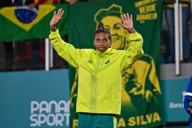 Santiago, Şili, 28 Ekim 2023, Rafaela Silva (BRA), Judo sırasında altın - kadınlar -57 kilo, 2023 Pan Amerikan Oyunları