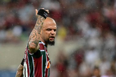 Rio, Brezilya - Mart 09, 2024, Felipe Melo Fluminense ile Flamengo arasındaki maçta Maracana Stadyumu 'nda Carioca Şampiyonası yarı finalinde